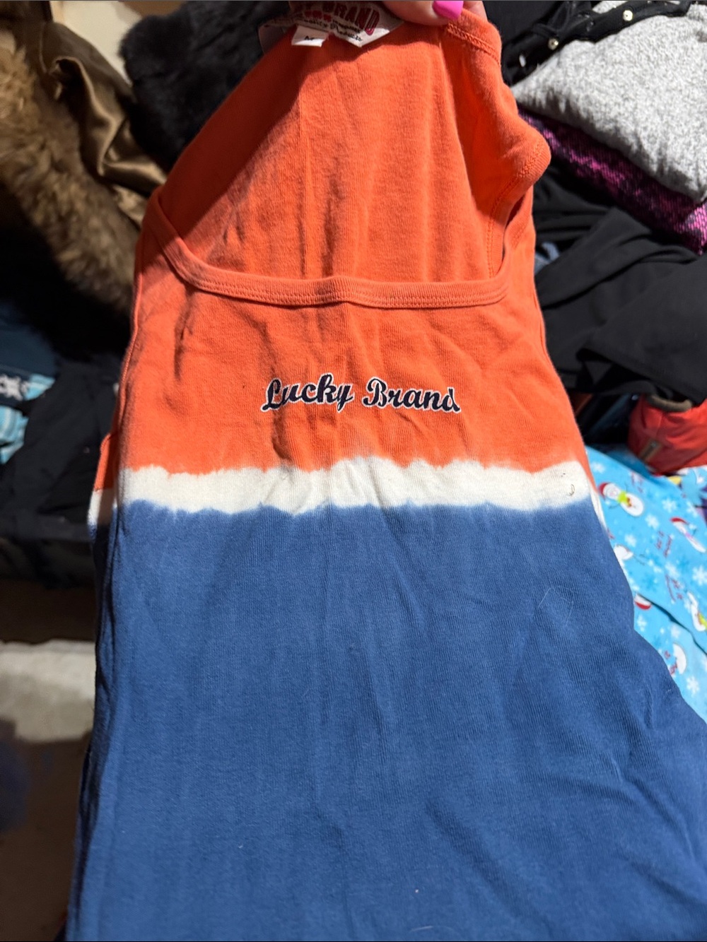 Lucky Brand Kids Orange, White and Blue Tie-Dye Pajama Top